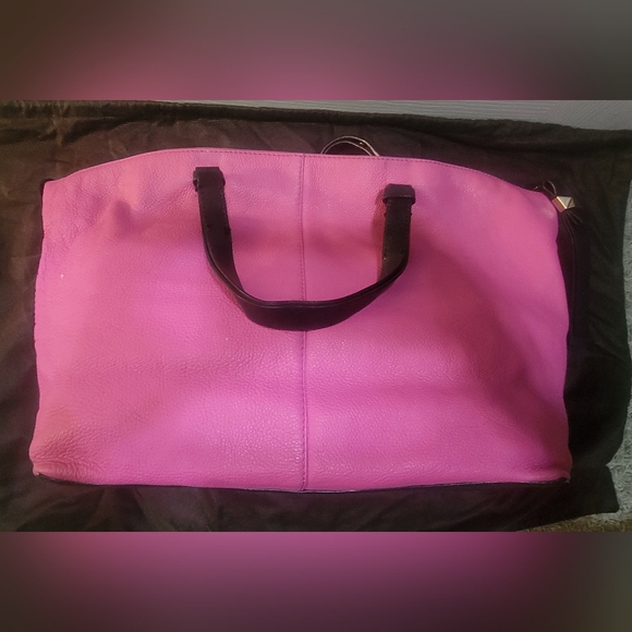 Kate Spade Large Pink & Black Leather Satchel Tote Bag - Picture 5 of 12